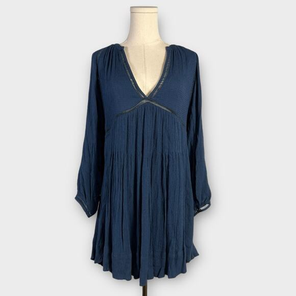Free People Go Lightly Swing Dress in Blue Size Medium - Picture 2 of 7